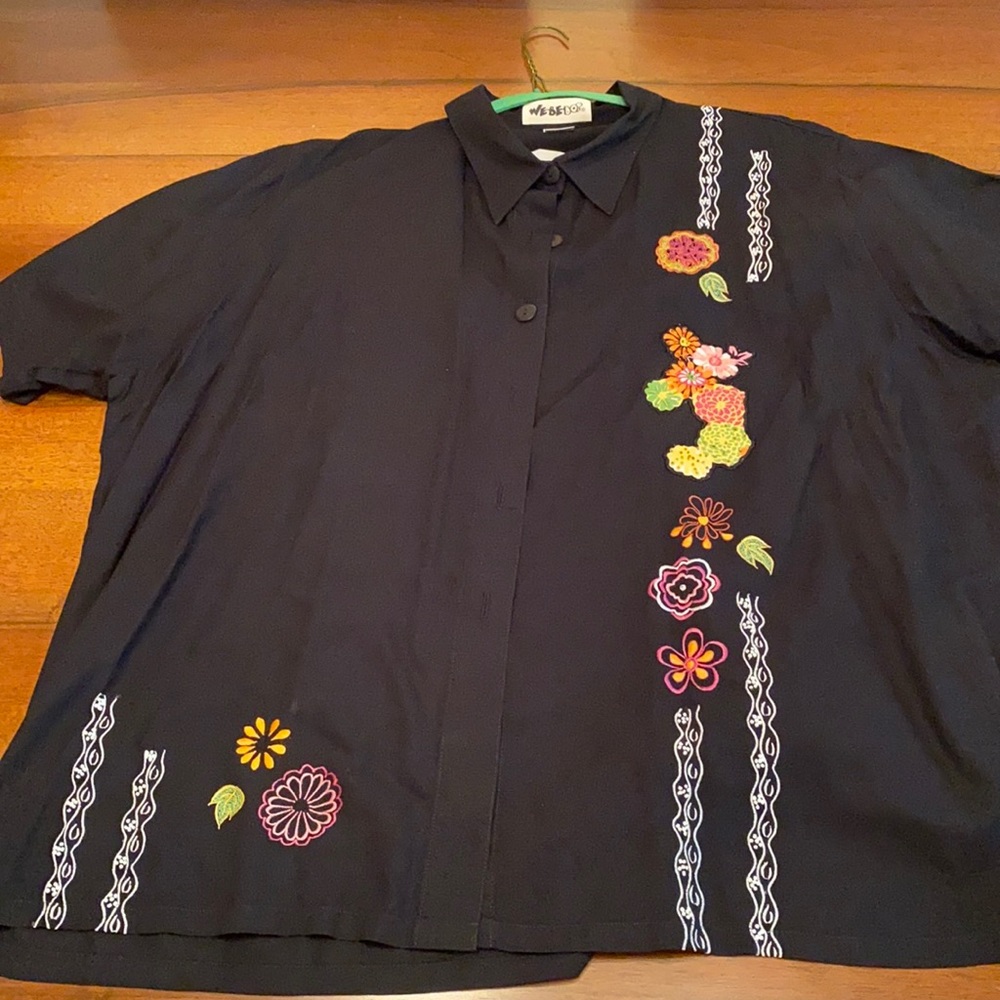 We Be Bop embellished camp shirt 2X